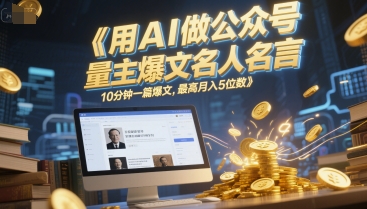 用AI做公众号流量主爆文名人名言，10分钟一篇爆文，最高月入5位数-靠谱项目库