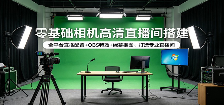 零基础相机高清直播间搭建：全平台直播配置+OBS特效+绿幕抠图，打造专业直播间-靠谱项目库
