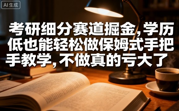 考研细分赛道掘金，日入1k+，学历低也能轻松做保姆式手把手教学，不做真的亏大了【揭秘】-靠谱项目库