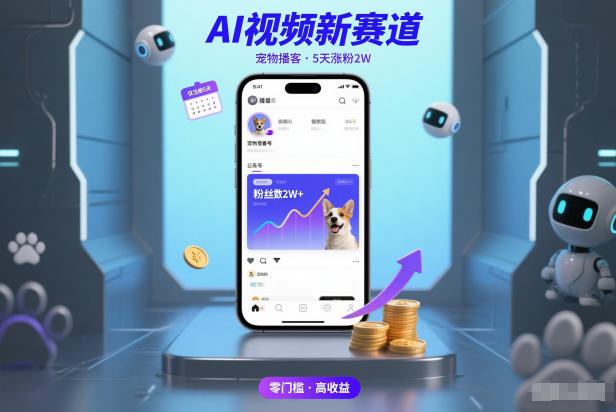 AI视频新赛道，宠物播客仅注册5天涨粉2W，收益非常可观-靠谱项目库