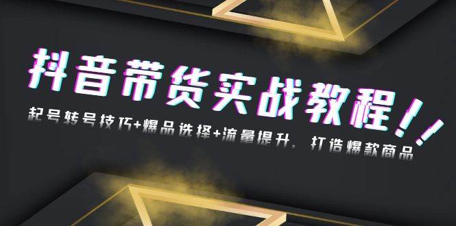 （13526期）抖音带货实战教程：起号转号技巧+爆品选择+流量提升，打造爆款商品-靠谱项目库