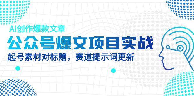 （14709期）公众号爆文项目实战，AI创作爆款文章，起号素材对标赠（附赛道AI提示词）-靠谱项目库