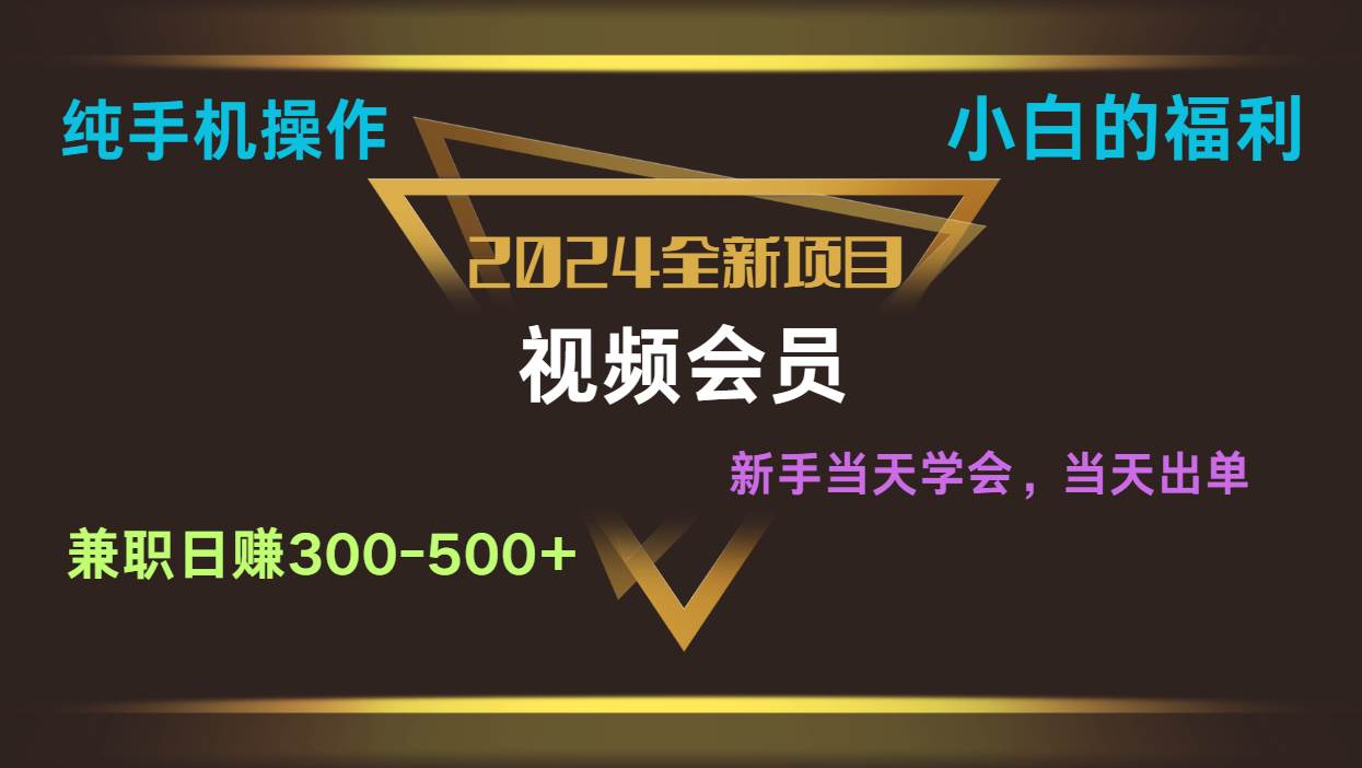 影视会员兼职日入500-800，纯手机操作当天上手当天出单 小白福利-靠谱项目库