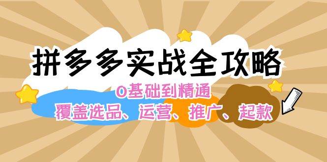 拼多多实战全攻略：0基础到精通，覆盖选品、运营、推广、起款-靠谱项目库