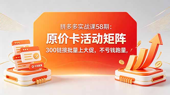 （18395期）拼多多实战课58期：原价卡活动矩阵，300链接批量上大促，不亏钱跑量-靠谱项目库