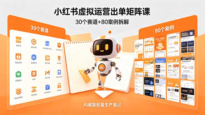 （18342期）小红书虚拟运营出单矩阵课：30个赛道+80案例拆解，AI赋能批量生产笔记-靠谱项目库