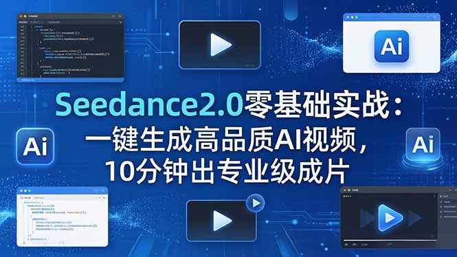 （18323期）Seedance2.0零基础实战：一键生成高品质AI视频，10分钟出专业级成片-靠谱项目库