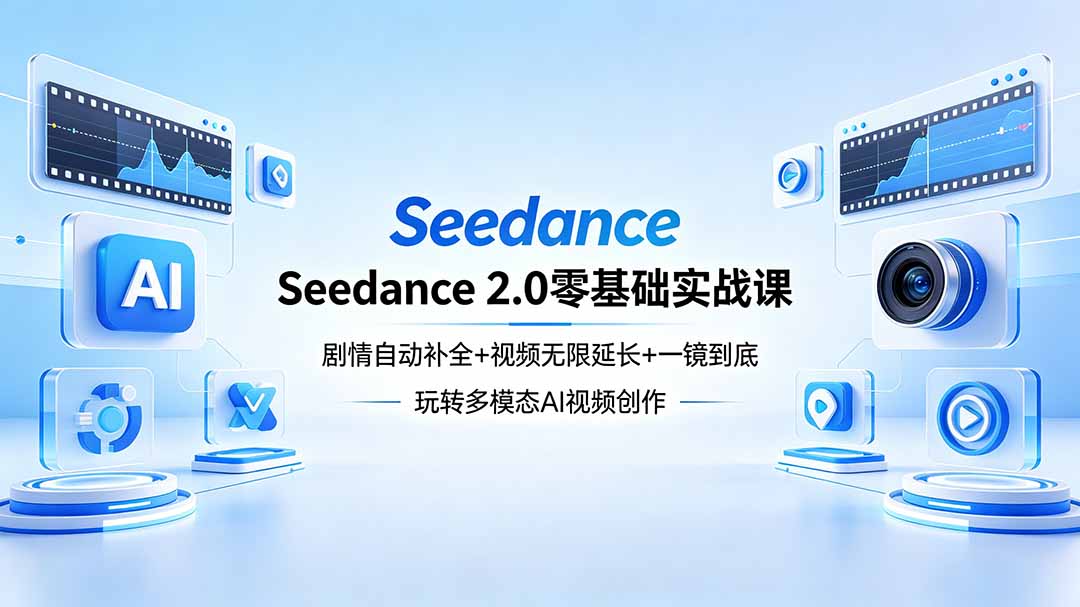 （18312期）Seedance 2.0零基础实战课：剧情自动补全+视频无限延长+一镜到底：玩转多模态AI视频创作-靠谱项目库