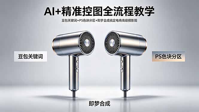 （18331期）AI+精准控图全流程教学 豆包关键词+PS色块分区+即梦合成搞定电商高级摄影图-靠谱项目库