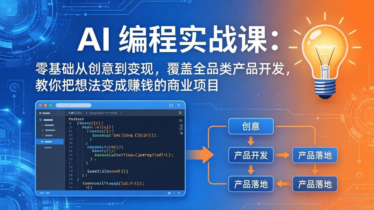 （18307期）AI编程实战课-第三期-5月3更新：零基础从创意到变现，覆盖全品类产品开发，把想法变成赚钱项目-靠谱项目库