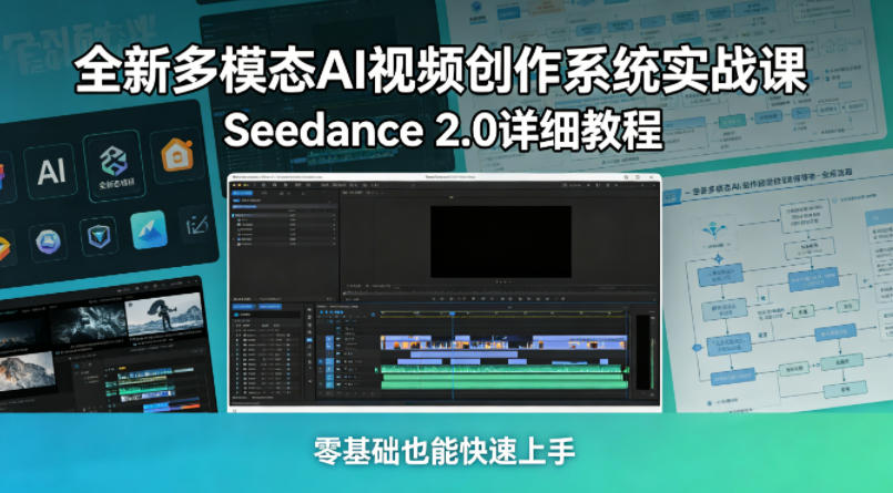 全新多模态AI视频创作系统实战课，Seedance 2.0详细教程，零基础也能快速上手-靠谱项目库