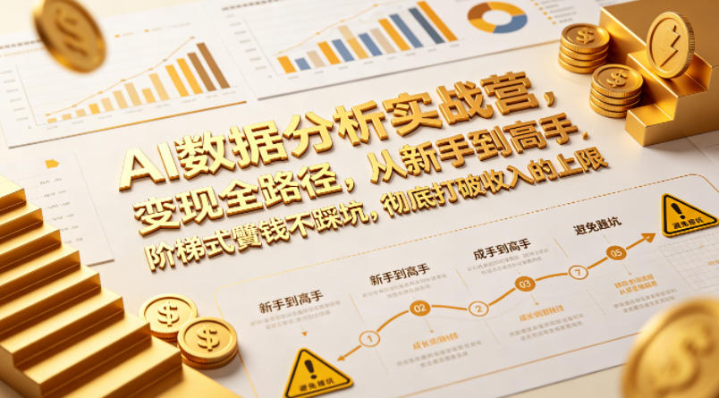 AI数据分析实战营，变现全路径，从新手到高手，阶梯式賺钱不踩坑，彻底打破收入的上限-靠谱项目库