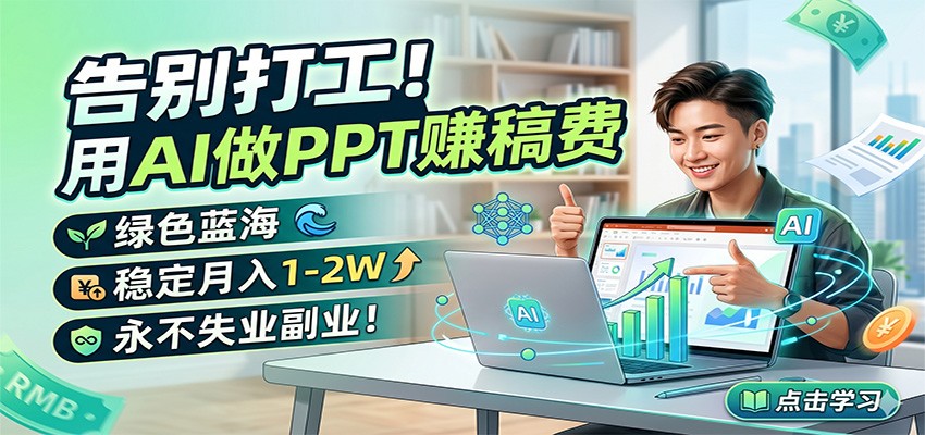 告别打工！用AI做PPT赚稿费，绿色蓝海，稳定月入1-2W，永不失业副业！-靠谱项目库