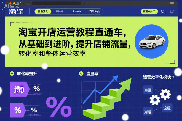 淘宝开店运营教程直通车，从基础到进阶，提升店铺流量，转化率和整体运营效率（更新26年4月20日）-靠谱项目库
