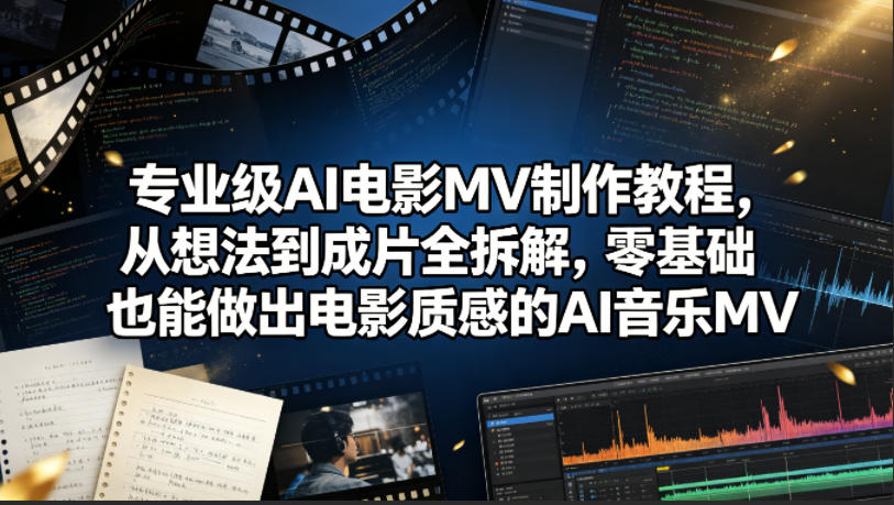 专业级AI电影MV制作教程，从想法到成片全拆解，零基础也能做出电影质感的AI音乐MV-靠谱项目库