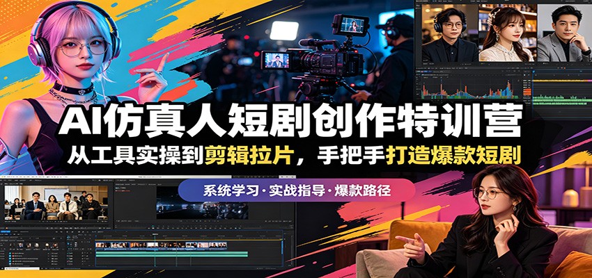 AI仿真人短剧创作特训营：从工具实操到剪辑拉片，手把手打造爆款短剧-靠谱项目库