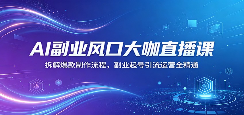 AI副业风口大咖直播课：拆解爆款制作流程，副业起号引流运营全精通-靠谱项目库