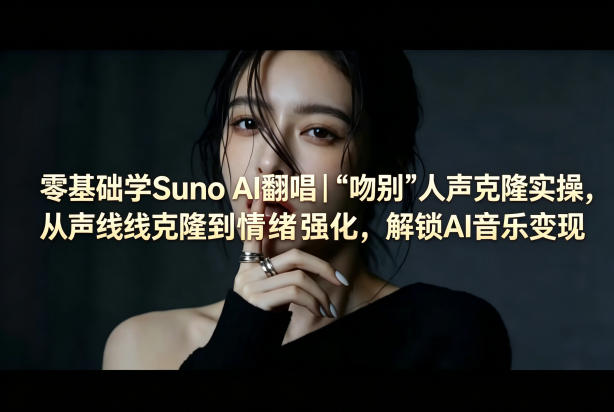 零基础学Suno AI翻唱｜《吻别》人声克隆实操，从声线克隆到情绪强化，解锁AI音乐变现-靠谱项目库