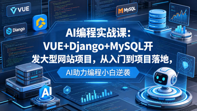 AI编程实战课：VUE+Django+MySQL开发大型网站项目，从入门到项目落地，AI助力编程小白逆袭-靠谱项目库