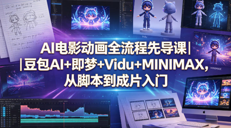 AI电影动画全流程先导课｜豆包AI+即梦+Vidu+MINIMAX，从脚本到成片入门-靠谱项目库