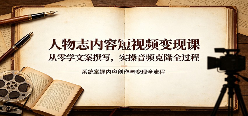 人物志内容短视频变现课：从零学文案撰写，实操音频克隆全过程-靠谱项目库